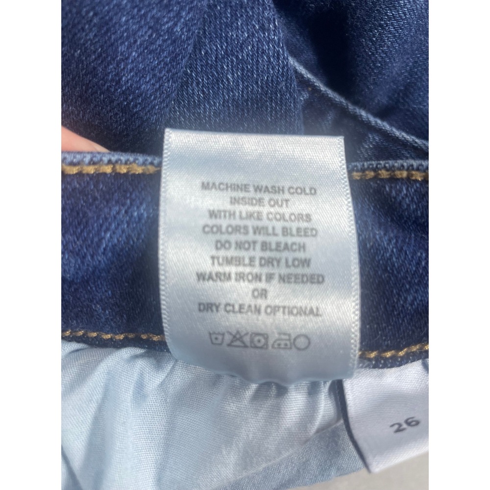 Vervet Blue Womens High Rise Straight Leg Raw Hem Jeans Dark Wash Size 26 T6143 - Picture 10 of 10